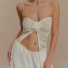 Aeline Strapless Crochet Knit Top – Ivory Aeline Strapless Crochet Knit Top – Ivory
