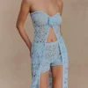 Aeline Strapless Crochet Knit Top – Sky Blue Aeline Strapless Crochet Knit Top – Sky Blue