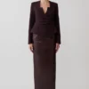 Agatha Square Neck Blazer – Plum Pinstripe