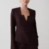 Agatha Square Neck Blazer – Plum Pinstripe