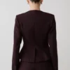 Agatha Square Neck Blazer – Plum Pinstripe