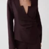 Agatha Square Neck Blazer – Plum Pinstripe
