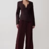 Agatha Square Neck Blazer – Plum Pinstripe