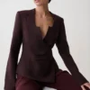 Agatha Square Neck Blazer – Plum Pinstripe