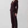 Agatha Straight Leg Suiting Pants – Plum Pinstripe