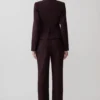 Agatha Straight Leg Suiting Pants – Plum Pinstripe