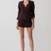 Agatha Suiting Shorts – Plum Pinstripe