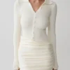 Agness Long Sleeve Button Up Knit Dress – Ivory Agness Long Sleeve Button Up Knit Dress – Ivory