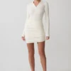 Agness Long Sleeve Button Up Knit Dress – Ivory Agness Long Sleeve Button Up Knit Dress – Ivory