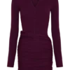 Agness Long Sleeve Button Up Knit Dress – Plum Agness Long Sleeve Button Up Knit Dress – Plum