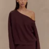 Aiden Slouchy Crew Jumper – Chocolate