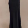 Ainsley Asymmetrical Maxi Skirt With Floral Hardware – Black