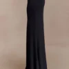 Ainsley Asymmetrical Maxi Skirt With Floral Hardware – Black