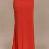 Ainsley Asymmetrical Maxi Skirt With Floral Hardware – Burnt Orange