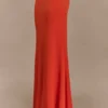 Ainsley Asymmetrical Maxi Skirt With Floral Hardware – Burnt Orange