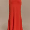 Ainsley Asymmetrical Maxi Skirt With Floral Hardware – Burnt Orange