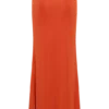 Ainsley Asymmetrical Maxi Skirt With Floral Hardware – Burnt Orange