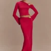 Ainsley Asymmetrical Maxi Skirt With Floral Hardware – Fuchsia Pink