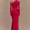 Ainsley Asymmetrical Maxi Skirt With Floral Hardware – Fuchsia Pink