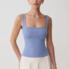 Aisling Ribbed Square Neck Sleeveless Top – Cornflower Blue