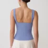 Aisling Ribbed Square Neck Sleeveless Top – Cornflower Blue