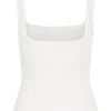 Aisling Ribbed Square Neck Sleeveless Top – Ivory