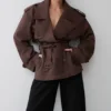 Alden Short Trench Jacket – Chocolate