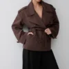 Alden Short Trench Jacket – Chocolate