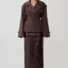 Alden Short Trench Jacket – Chocolate