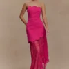 Aleena Satin And Lace Maxi Dress – Dragonfruit Aleena Satin And Lace Maxi Dress – Dragonfruit