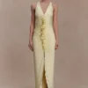 Alessandra Slinky Ruffle Maxi Dress – Lemon