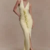 Alessandra Slinky Ruffle Maxi Dress – Lemon