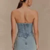Alessia Embroidered Denim Corset – Light Vintage