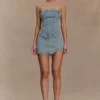 Alessia Embroidered Denim Corset – Light Vintage