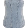 Alessia Embroidered Denim Corset – Light Vintage