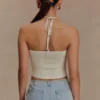 Aletta Knit Pearl Halter Top – Ivory Aletta Knit Pearl Halter Top – Ivory