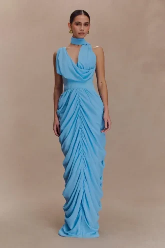 Alex Chiffon Maxi Dress – Blue