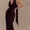 Alex Chiffon Maxi Dress – Cacao Brown
