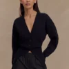 Alexia Buttoned Oversized Cardigan – Black