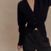 Alexia Buttoned Oversized Cardigan – Black