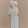 Alexius One Shoulder Knit Maxi Dress – Ivory