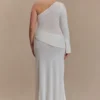 Alexius One Shoulder Knit Maxi Dress – Ivory