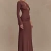 Alexius One Shoulder Knit Maxi Dress – Nutmeg