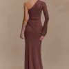 Alexius One Shoulder Knit Maxi Dress – Nutmeg