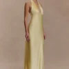 Alice Satin Halter Maxi Dress – Lemon