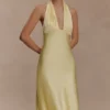 Alice Satin Halter Maxi Dress – Lemon