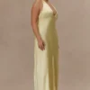 Alice Satin Halter Maxi Dress – Lemon