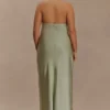 Alice Satin Halter Maxi Dress – Sage