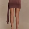 Alicent Slinky Beaded Mini Skirt – Chocolate