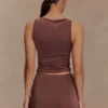 Alicent Slinky Beaded Top – Chocolate